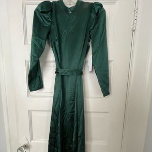 Reformation Julius Silk Dress Forest Green Size 0, XS NWT
